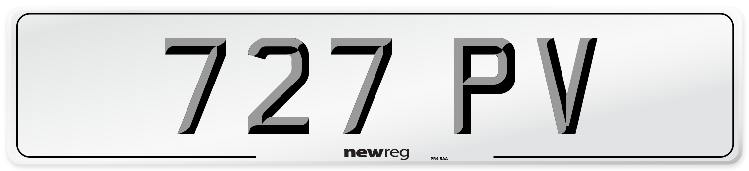 727 PV Number Plate from New Reg